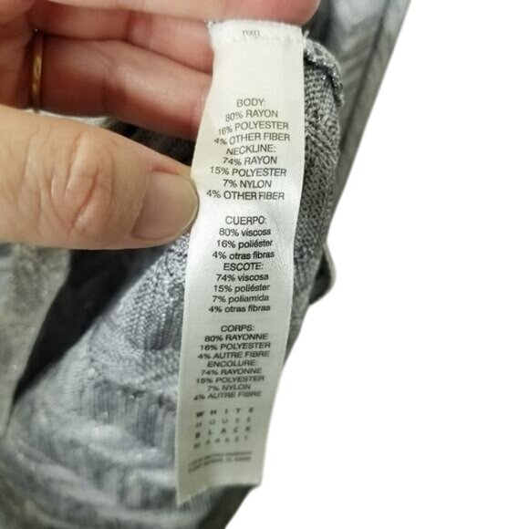 White House‎ Black Market XS Gray Chevron Long Sleeve Lace-Up Knit Tunic Top - Picture 5 of 13